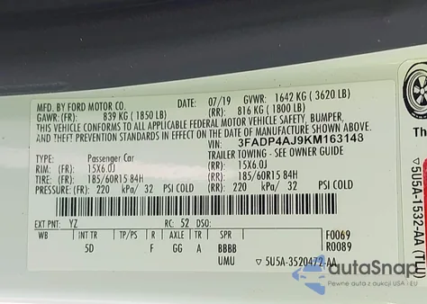 2019 Ford Fiesta S from USA, damaged, VIN 3FADP4AJ9KM163148